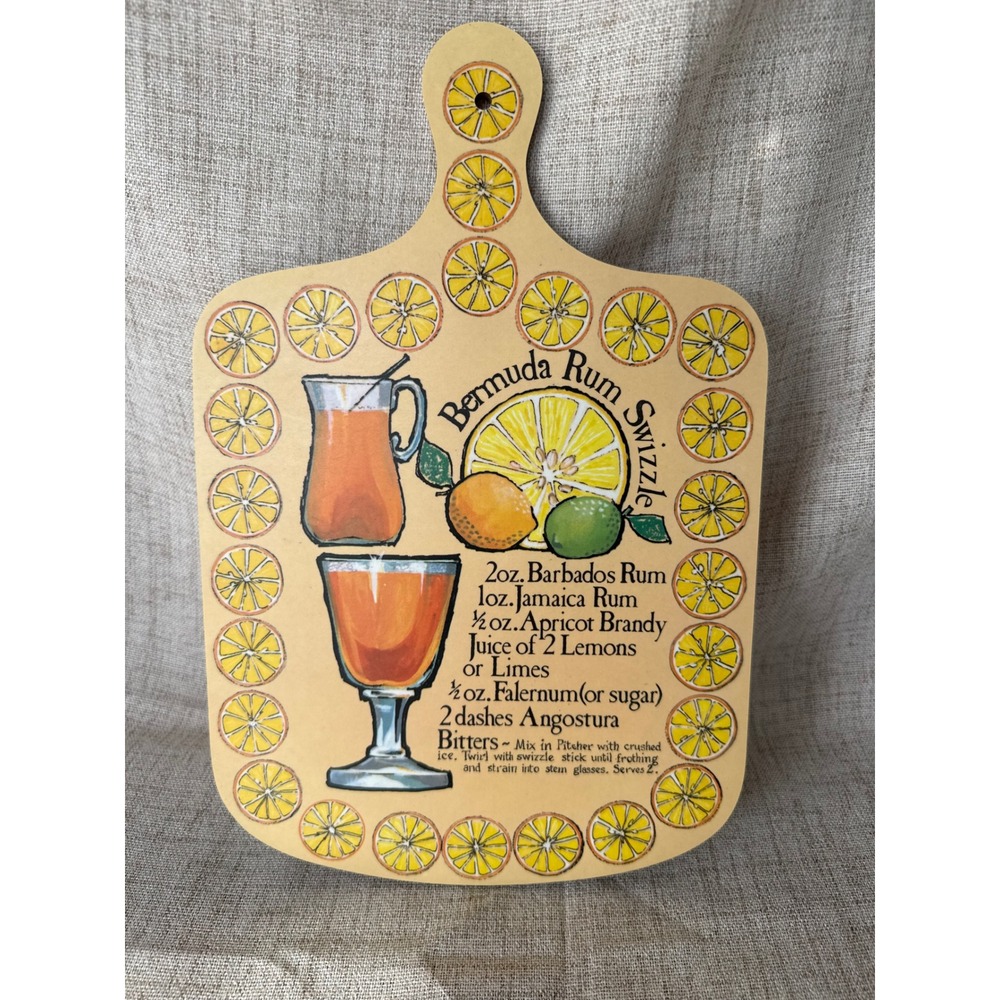 Vintage Cutting Board Large Yellow Excellent Bermuda Rum Swizzle Recipe